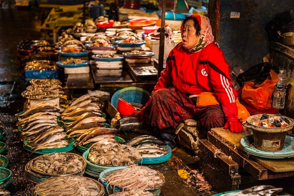 Jagalchi fish market in Busan, South Korea